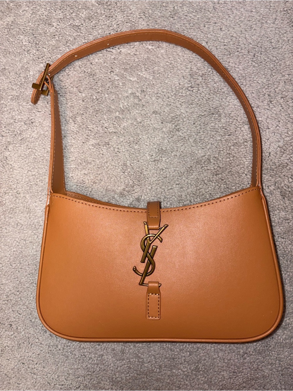 Tan Leather Shoulder Bag with Logo